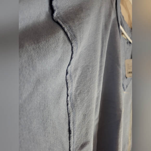 Free People Light Blue V-Neck Sweatshirt with Cream Graphic 9 - Picture 10 of 14